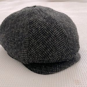 Chevron Wool Tweed Newsboy Cap